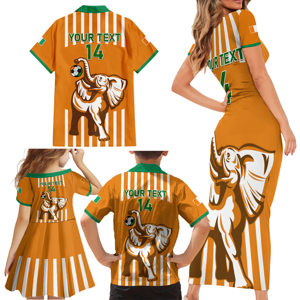 Custom Ivory Coast Football Family Matching Short Sleeve Bodycon Dress and Hawaiian Shirt Les Elephants 3rd Champions Proud - Wonder Print Shop