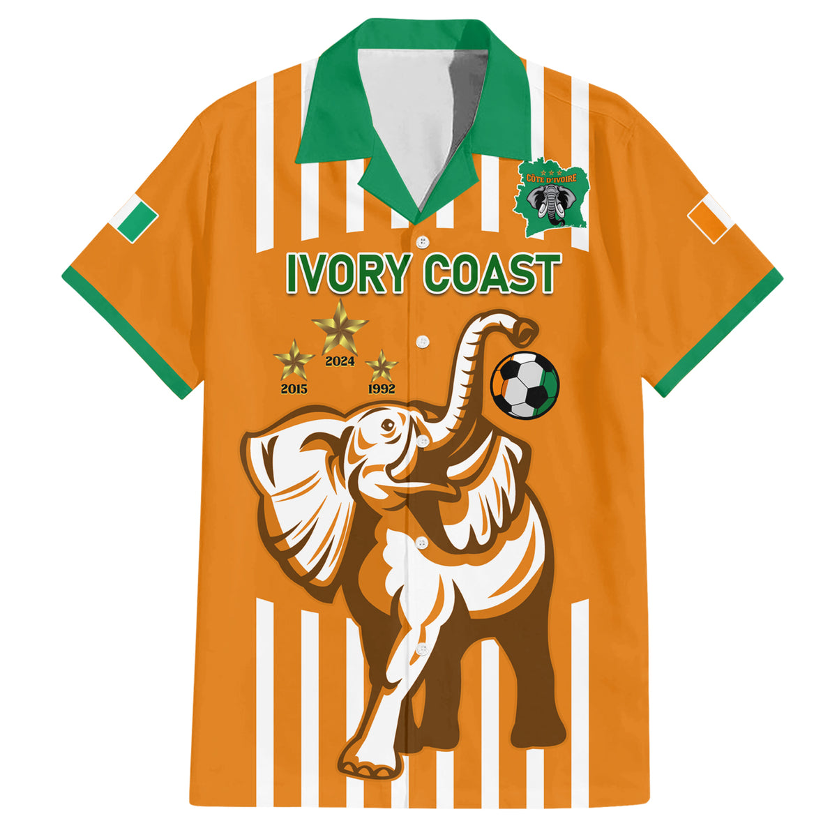 Custom Ivory Coast Football Family Matching Short Sleeve Bodycon Dress and Hawaiian Shirt Les Elephants 3rd Champions Proud - Wonder Print Shop