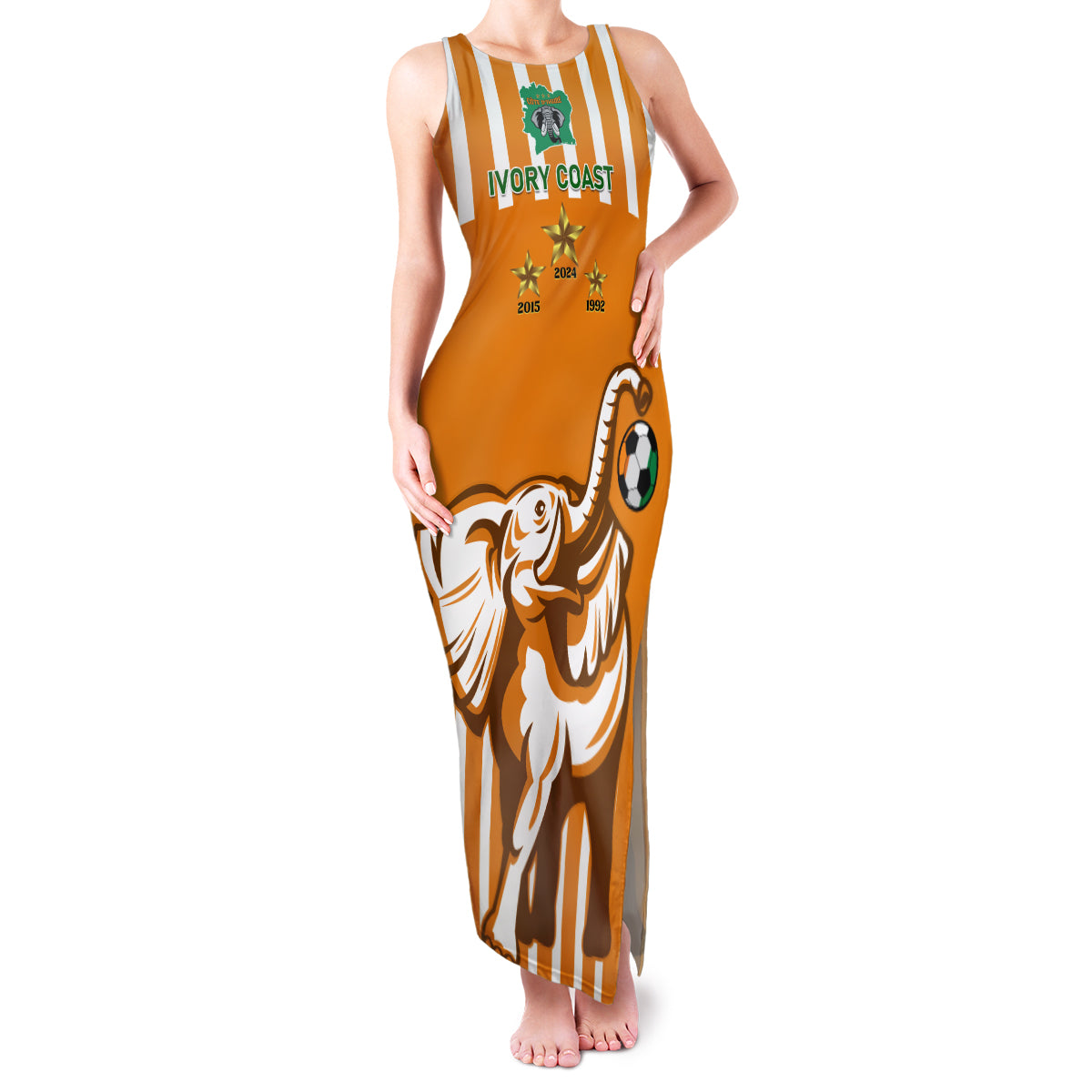 Custom Ivory Coast Football Family Matching Tank Maxi Dress and Hawaiian Shirt Les Elephants 3rd Champions Proud - Wonder Print Shop