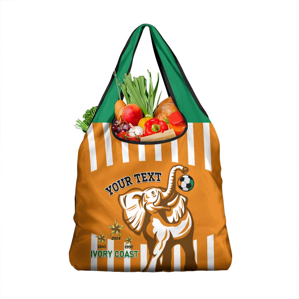 Custom Ivory Coast Football Grocery Bag Les Elephants 3rd Champions Proud