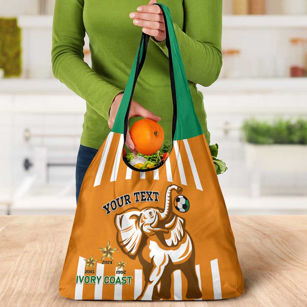 Custom Ivory Coast Football Grocery Bag Les Elephants 3rd Champions Proud