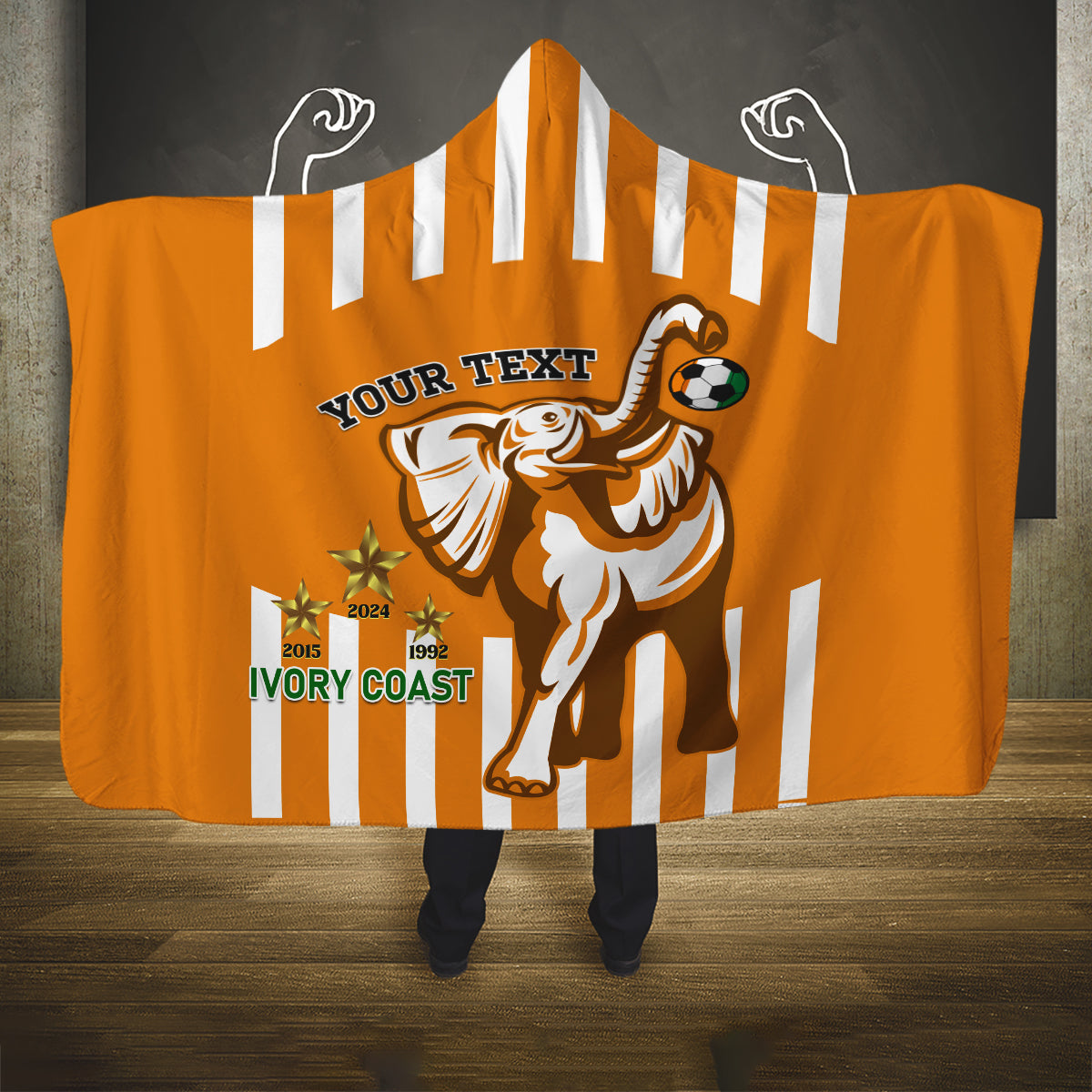 Custom Ivory Coast Football Hooded Blanket Les Elephants 3rd Champions Proud
