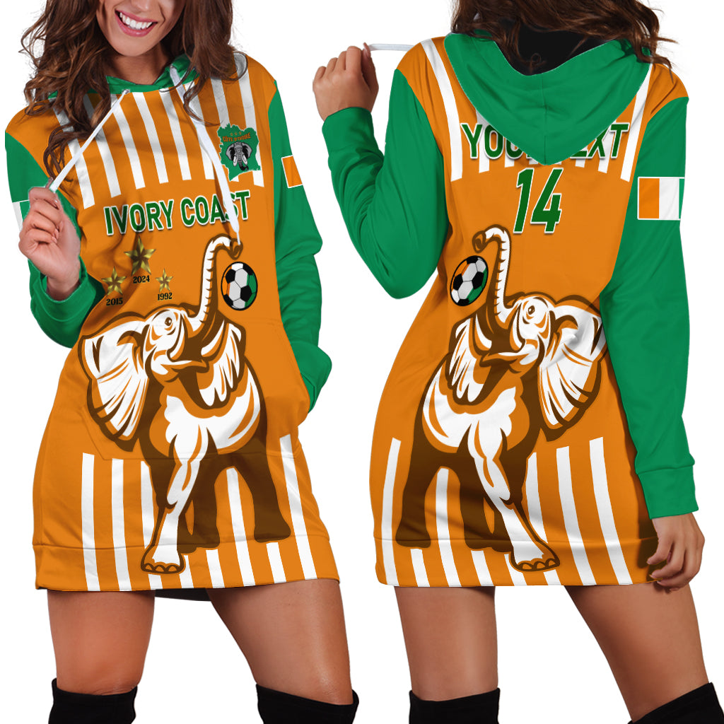 Custom Ivory Coast Football Hoodie Dress Les Elephants 3rd Champions Proud - Wonder Print Shop