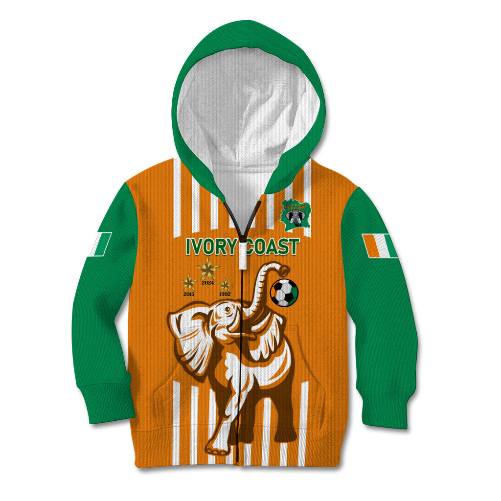 Custom Ivory Coast Football Kid Hoodie Les Elephants 3rd Champions Proud - Wonder Print Shop