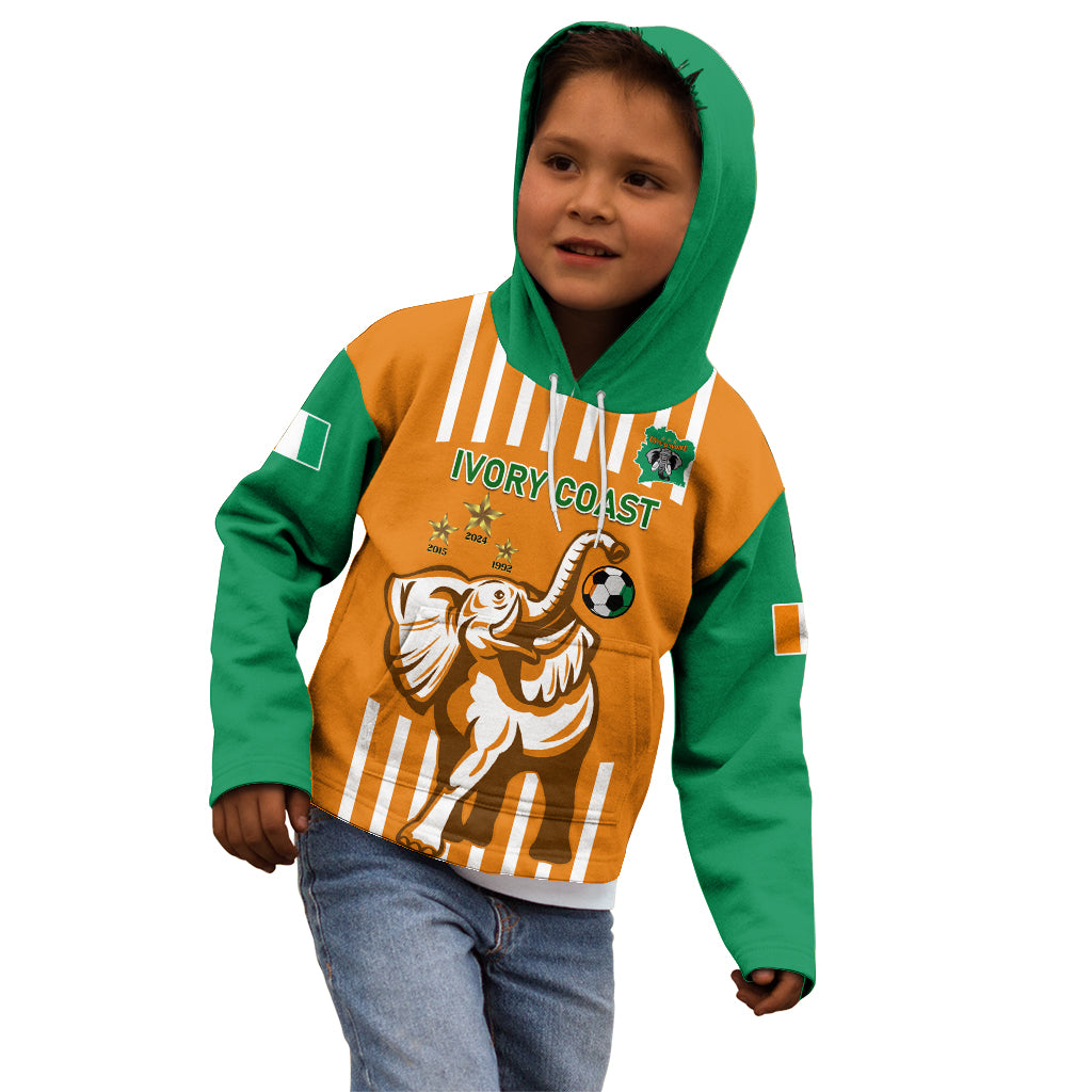 Custom Ivory Coast Football Kid Hoodie Les Elephants 3rd Champions Proud - Wonder Print Shop