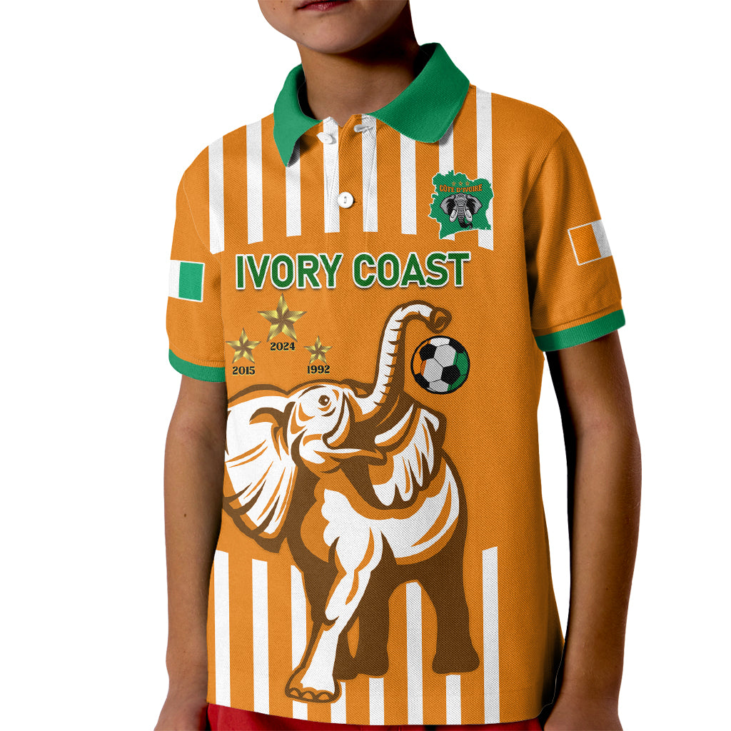 Custom Ivory Coast Football Kid Polo Shirt Les Elephants 3rd Champions Proud - Wonder Print Shop