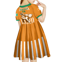 Custom Ivory Coast Football Kid Short Sleeve Dress Les Elephants 3rd Champions Proud - Wonder Print Shop