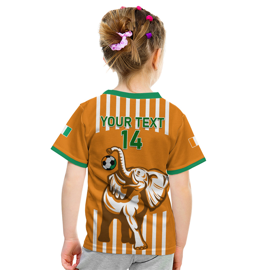 Custom Ivory Coast Football Kid T Shirt Les Elephants 3rd Champions Proud - Wonder Print Shop