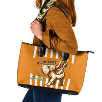 Custom Ivory Coast Football Leather Tote Bag Les Elephants 3rd Champions Proud - Wonder Print Shop
