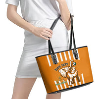 Custom Ivory Coast Football Leather Tote Bag Les Elephants 3rd Champions Proud - Wonder Print Shop