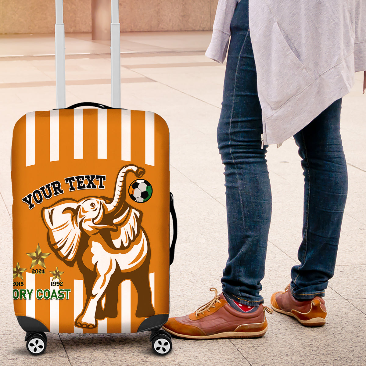 Custom Ivory Coast Football Luggage Cover Les Elephants 3rd Champions Proud - Wonder Print Shop