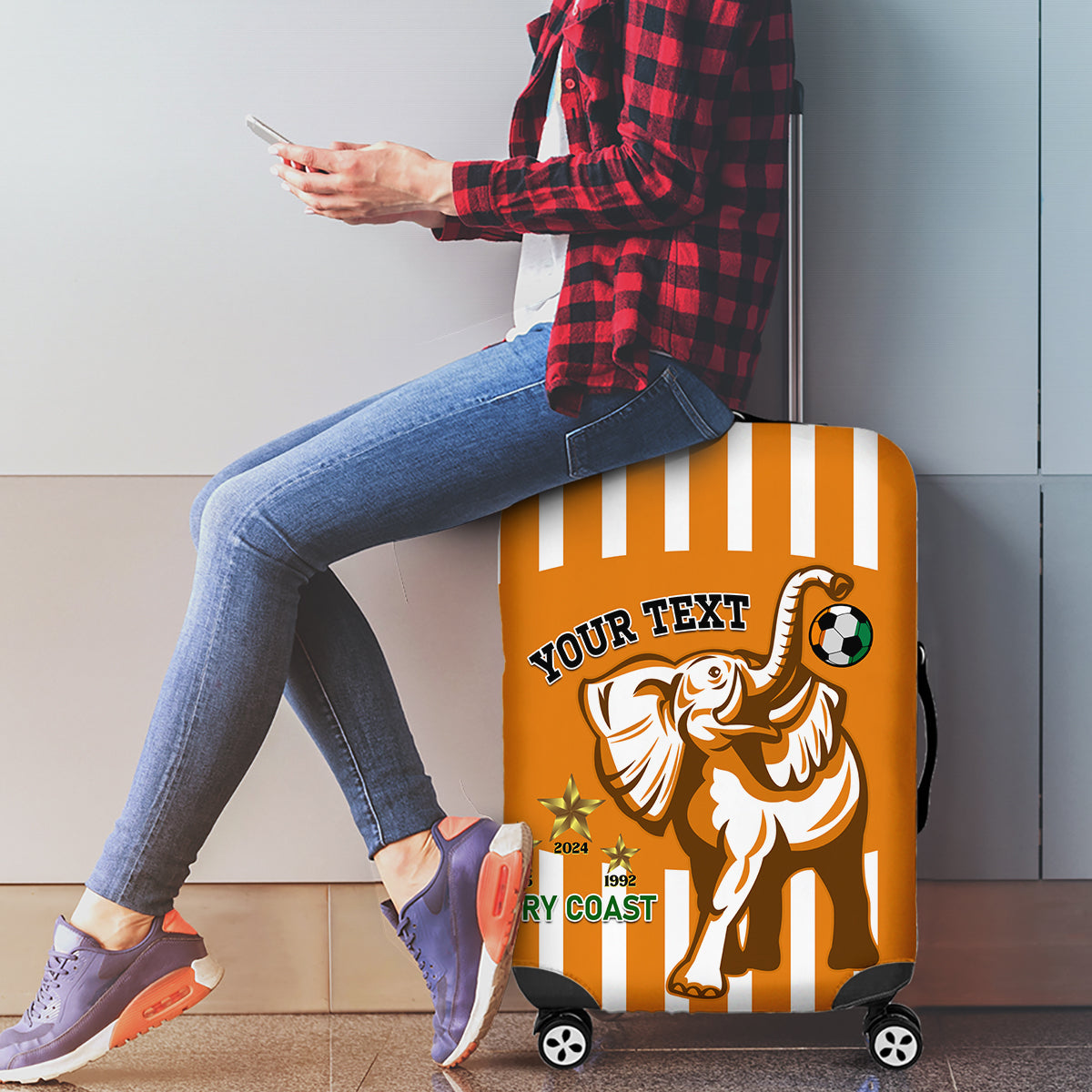 Custom Ivory Coast Football Luggage Cover Les Elephants 3rd Champions Proud - Wonder Print Shop