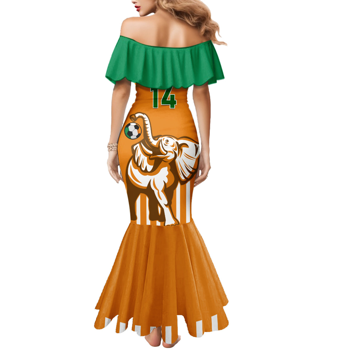 Custom Ivory Coast Football Mermaid Dress Les Elephants 3rd Champions Proud - Wonder Print Shop
