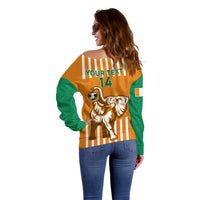 Custom Ivory Coast Football Off Shoulder Sweater Les Elephants 3rd Champions Proud - Wonder Print Shop