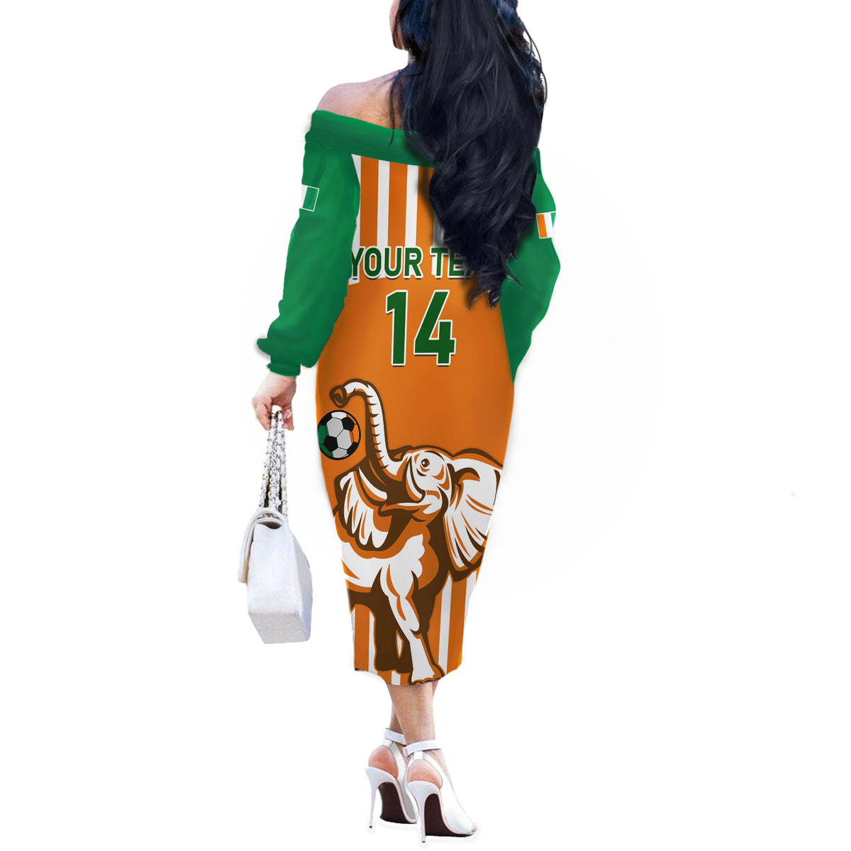 Custom Ivory Coast Football Off The Shoulder Long Sleeve Dress Les Elephants 3rd Champions Proud - Wonder Print Shop