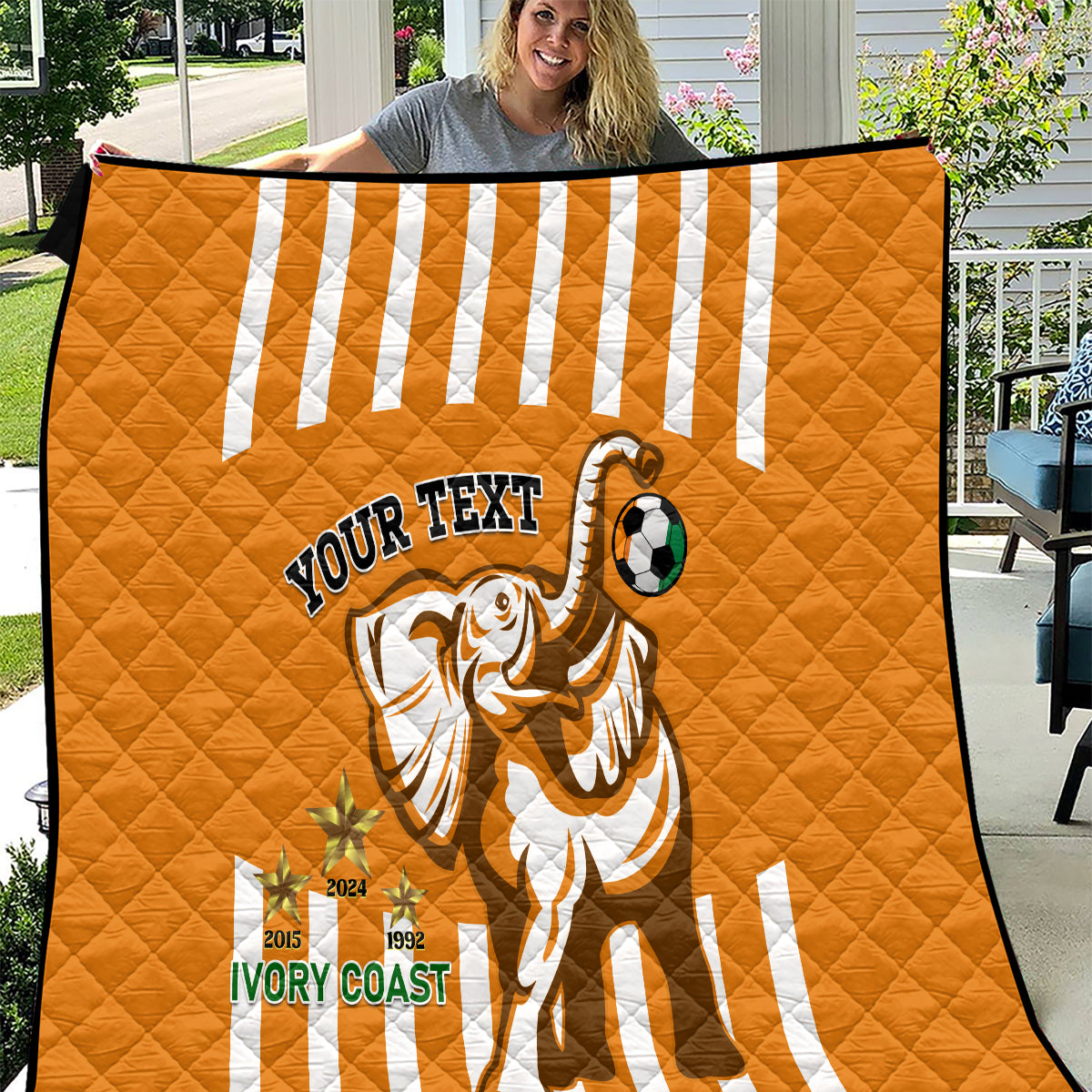 Custom Ivory Coast Football Quilt Les Elephants 3rd Champions Proud - Wonder Print Shop