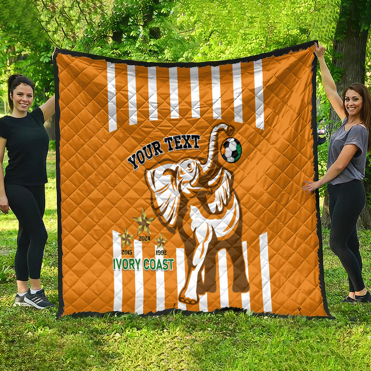 Custom Ivory Coast Football Quilt Les Elephants 3rd Champions Proud - Wonder Print Shop