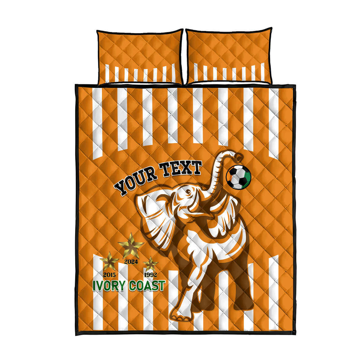 Custom Ivory Coast Football Quilt Bed Set Les Elephants 3rd Champions Proud - Wonder Print Shop