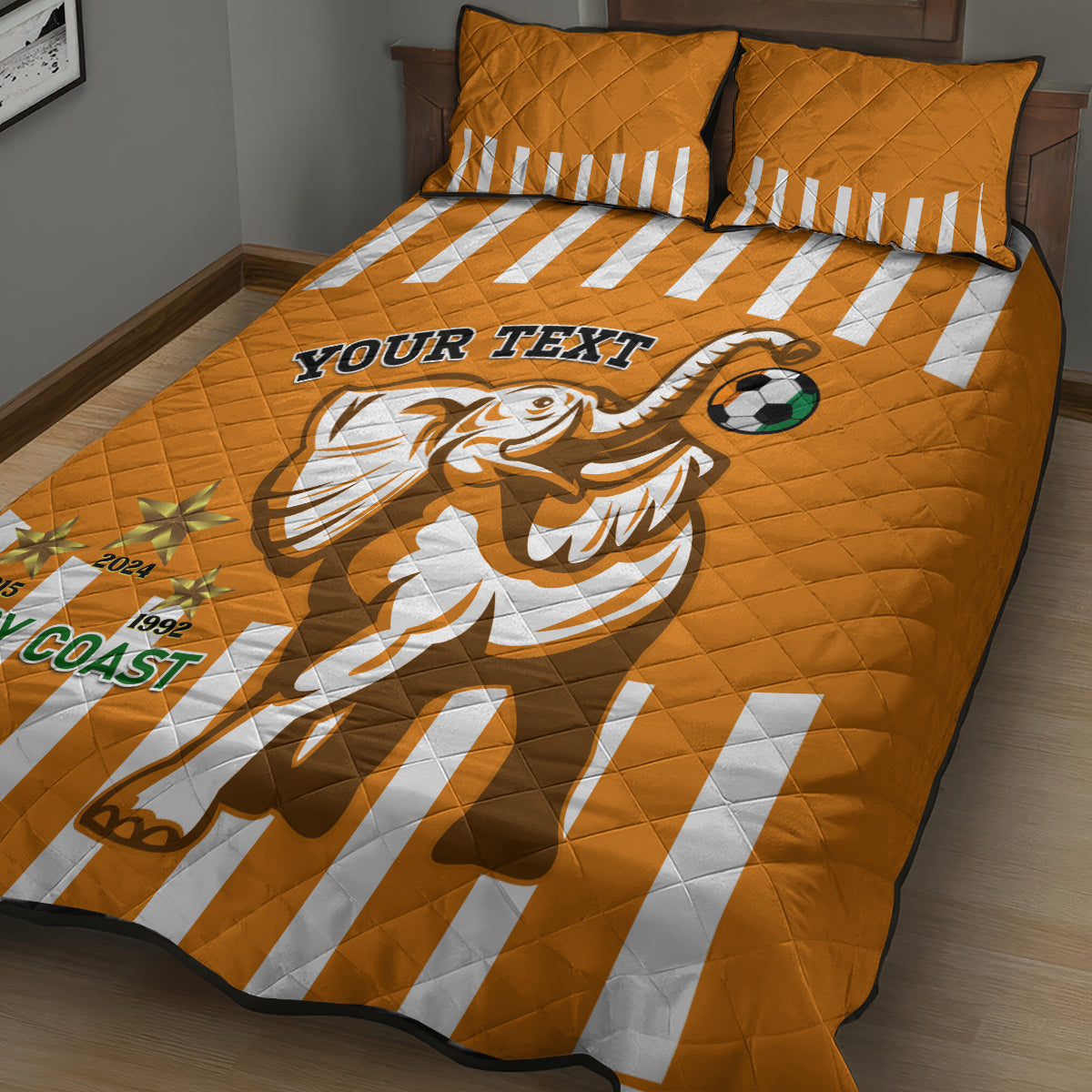Custom Ivory Coast Football Quilt Bed Set Les Elephants 3rd Champions Proud - Wonder Print Shop