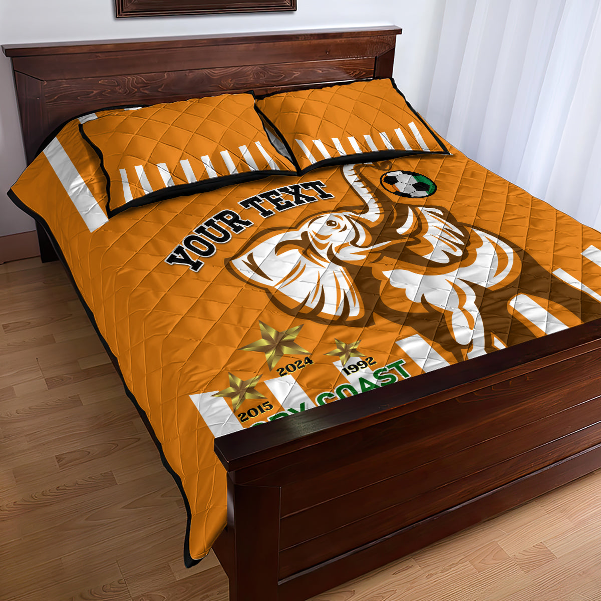 Custom Ivory Coast Football Quilt Bed Set Les Elephants 3rd Champions Proud - Wonder Print Shop