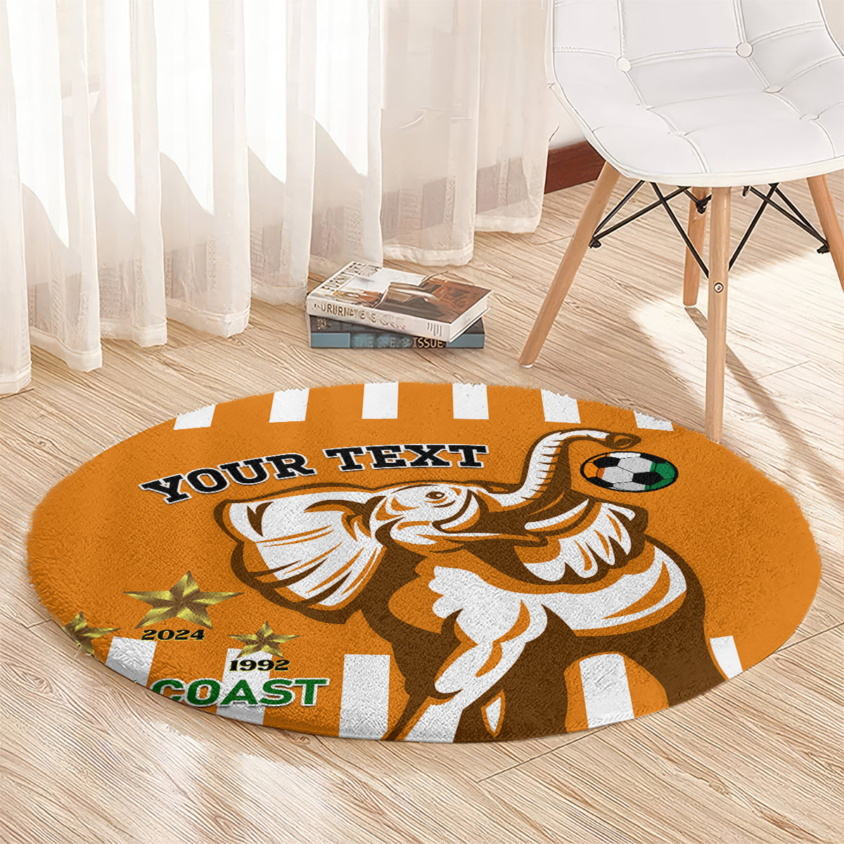 Custom Ivory Coast Football Round Carpet Les Elephants 3rd Champions Proud