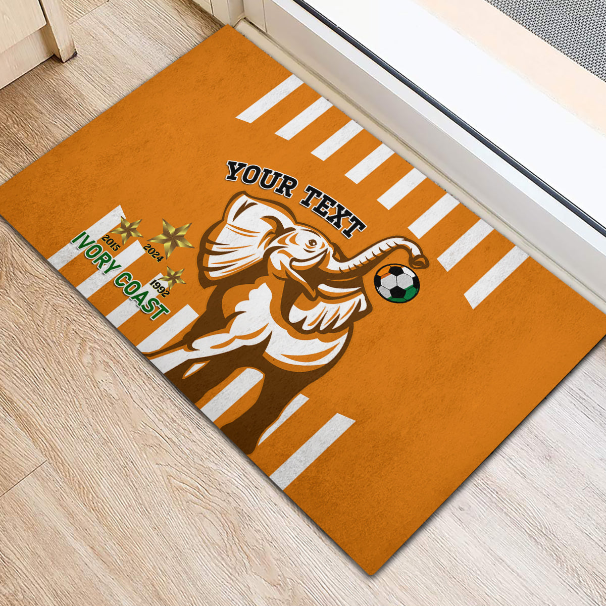 Custom Ivory Coast Football Rubber Doormat Les Elephants 3rd Champions Proud - Wonder Print Shop