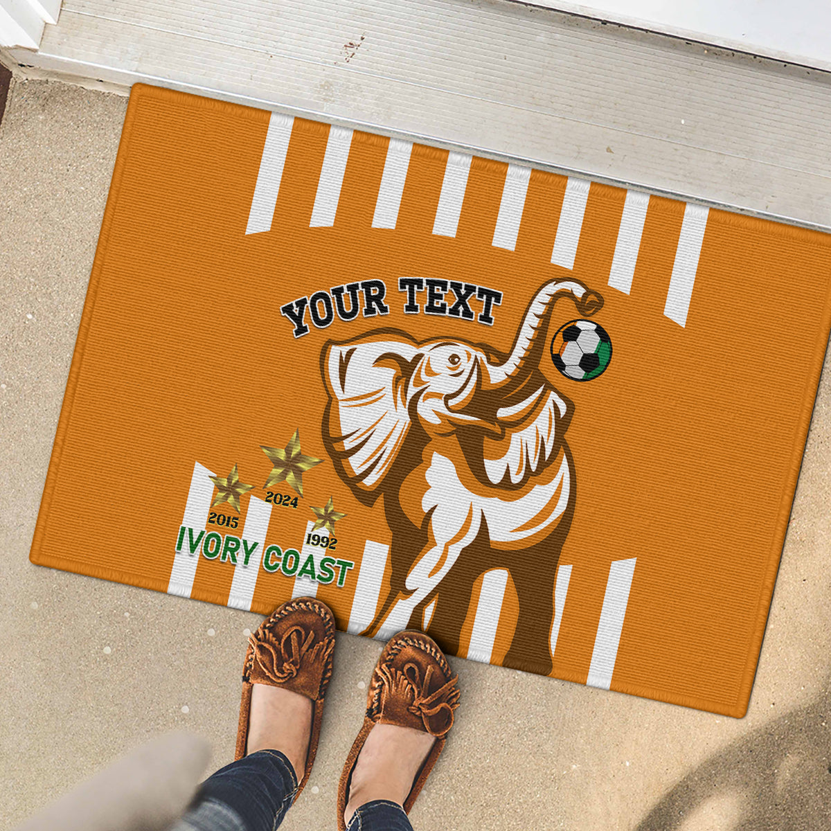 Custom Ivory Coast Football Rubber Doormat Les Elephants 3rd Champions Proud - Wonder Print Shop