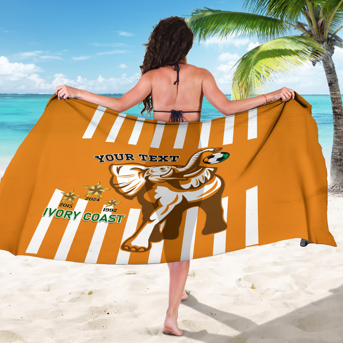 Custom Ivory Coast Football Sarong Les Elephants 3rd Champions Proud - Wonder Print Shop