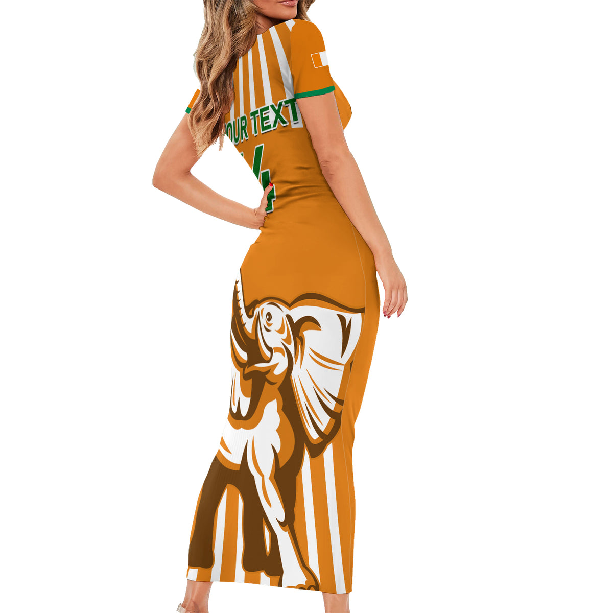 Custom Ivory Coast Football Short Sleeve Bodycon Dress Les Elephants 3rd Champions Proud - Wonder Print Shop