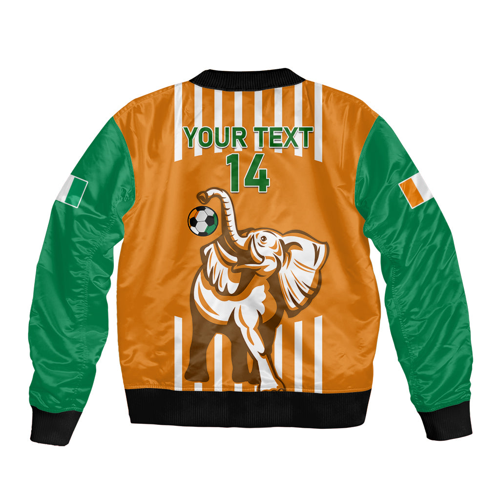 Custom Ivory Coast Football Sleeve Zip Bomber Jacket Les Elephants 3rd Champions Proud - Wonder Print Shop