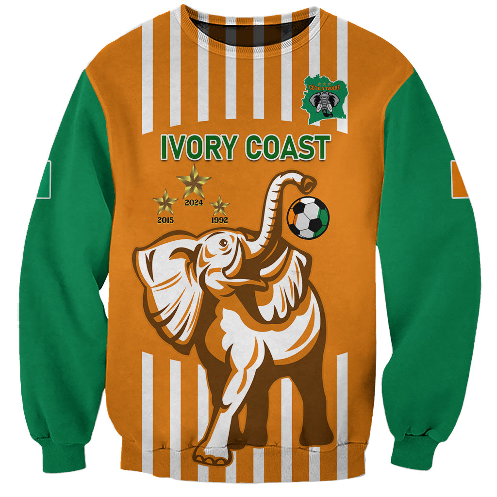 Custom Ivory Coast Football Sweatshirt Les Elephants 3rd Champions Proud - Wonder Print Shop