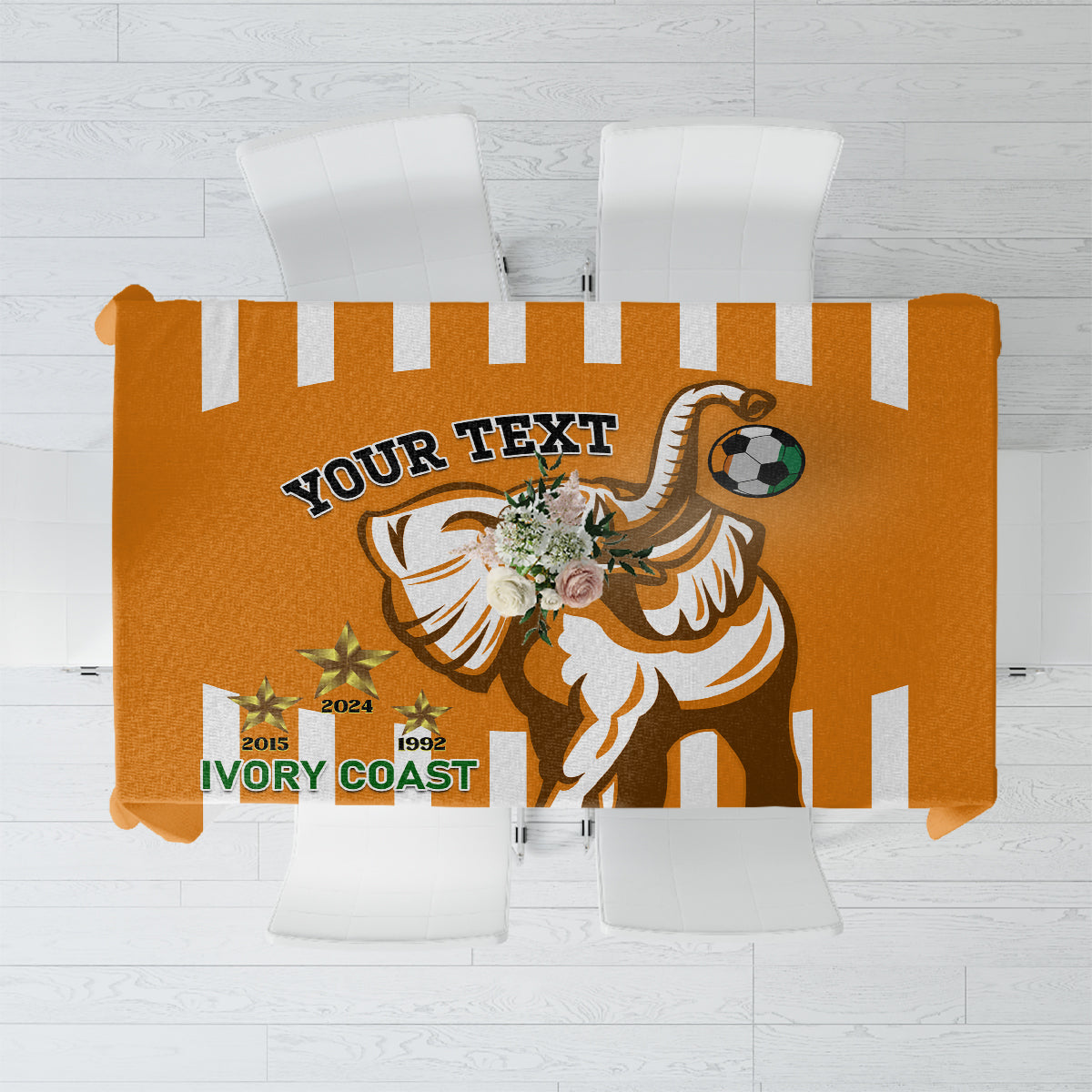 Custom Ivory Coast Football Tablecloth Les Elephants 3rd Champions Proud - Wonder Print Shop