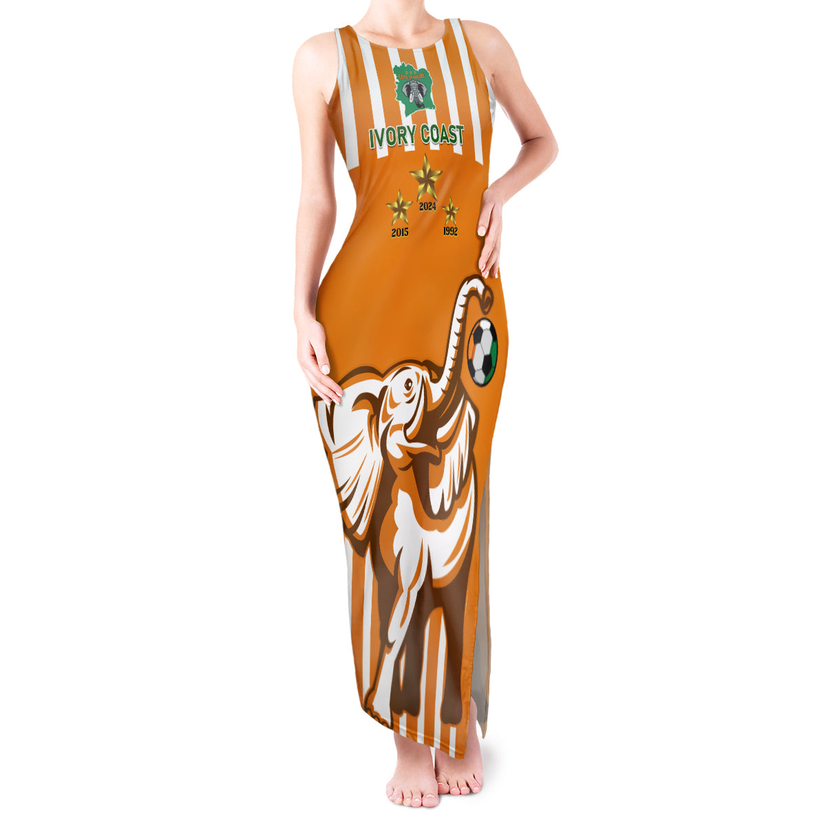 Custom Ivory Coast Football Tank Maxi Dress Les Elephants 3rd Champions Proud - Wonder Print Shop