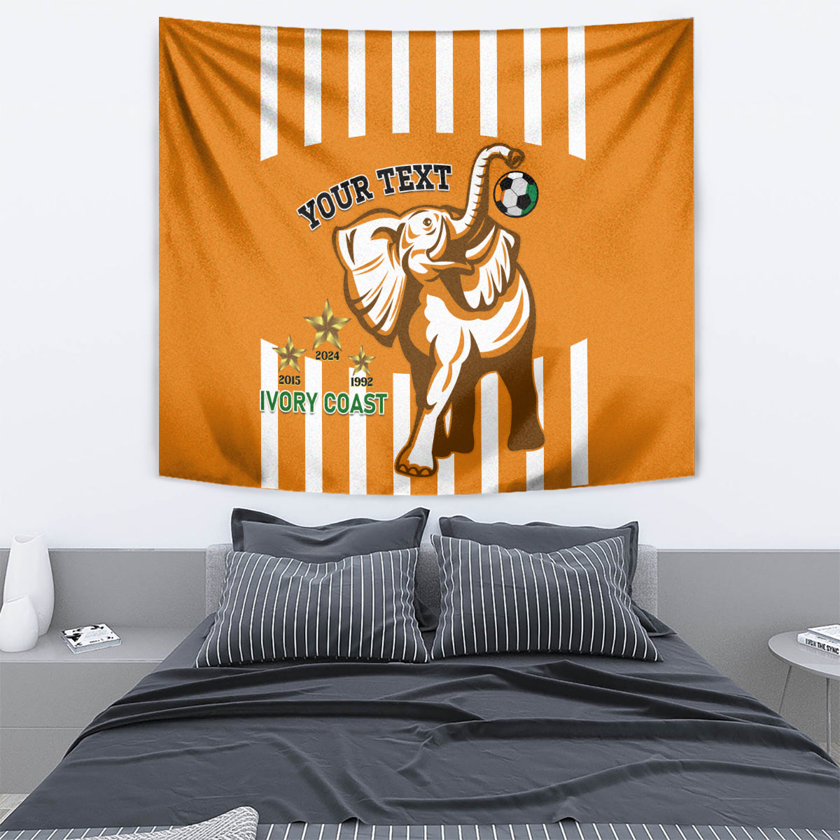 Custom Ivory Coast Football Tapestry Les Elephants 3rd Champions Proud - Wonder Print Shop