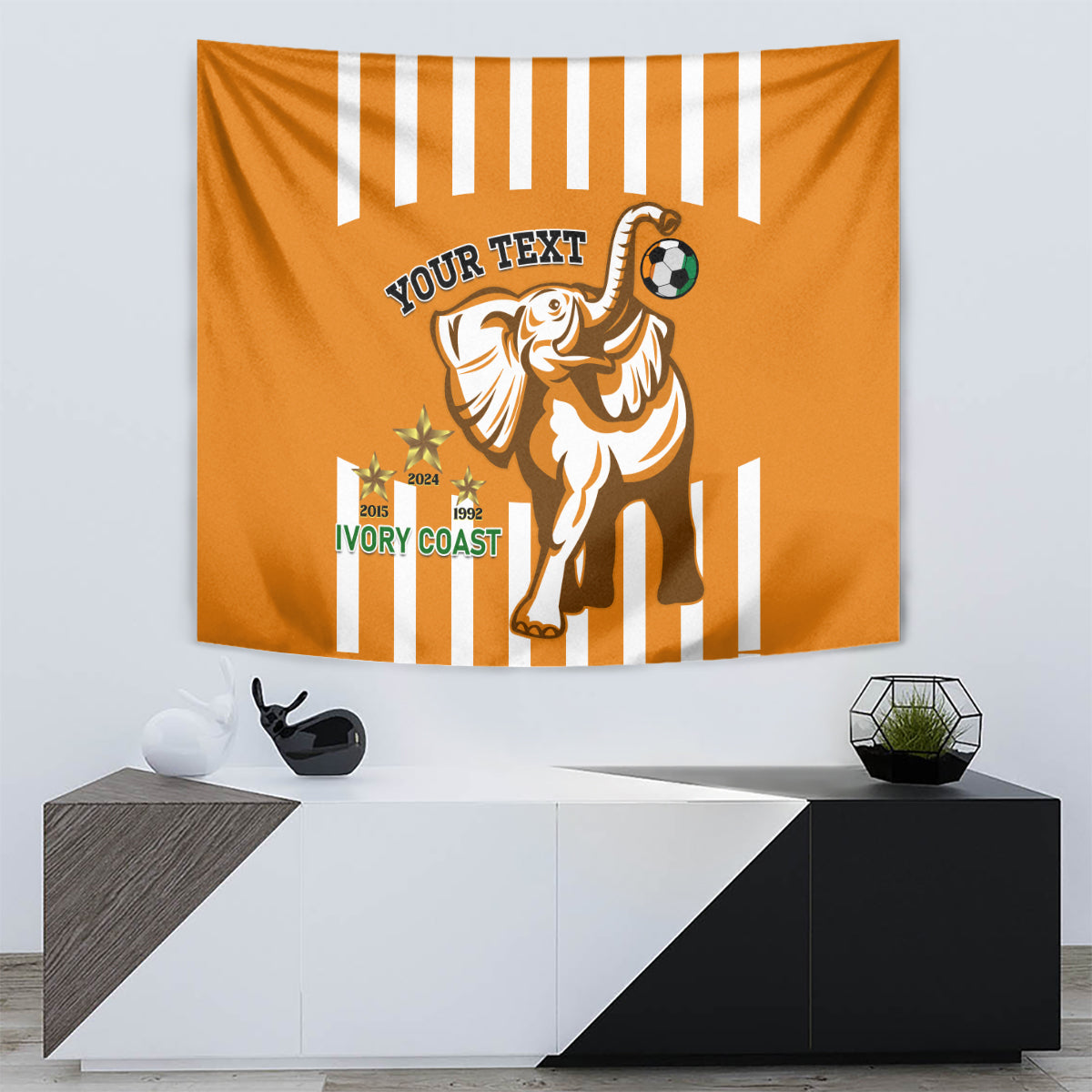 Custom Ivory Coast Football Tapestry Les Elephants 3rd Champions Proud - Wonder Print Shop