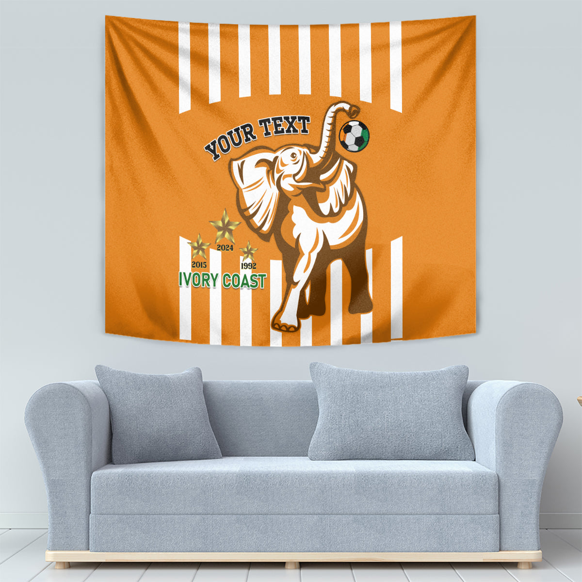 Custom Ivory Coast Football Tapestry Les Elephants 3rd Champions Proud - Wonder Print Shop