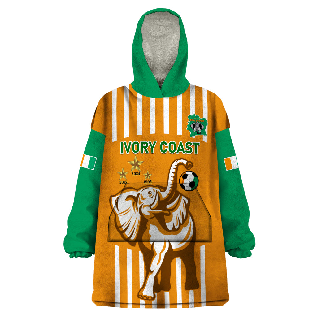 Custom Ivory Coast Football Wearable Blanket Hoodie Les Elephants 3rd Champions Proud - Wonder Print Shop
