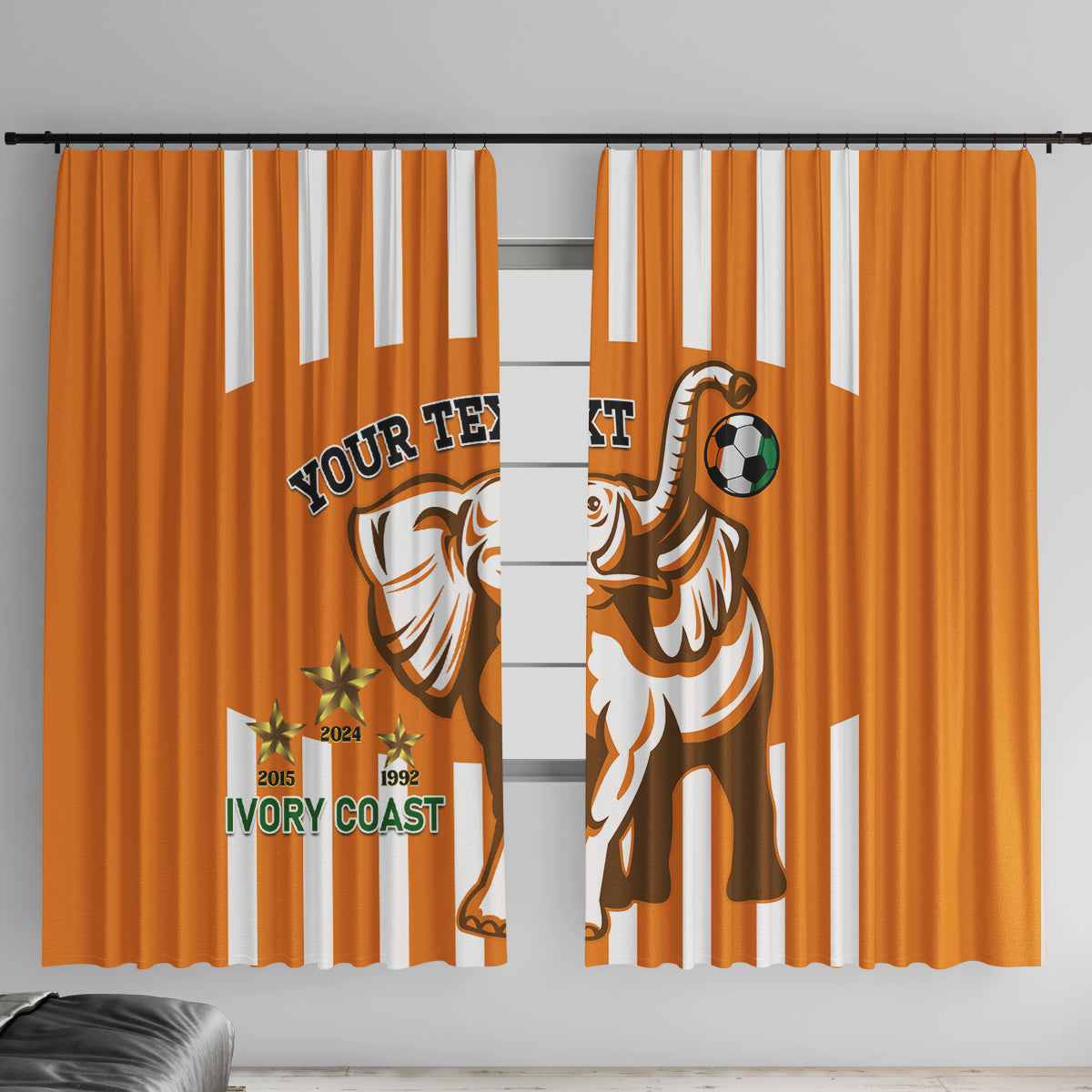 Custom Ivory Coast Football Window Curtain Les Elephants 3rd Champions Proud - Wonder Print Shop