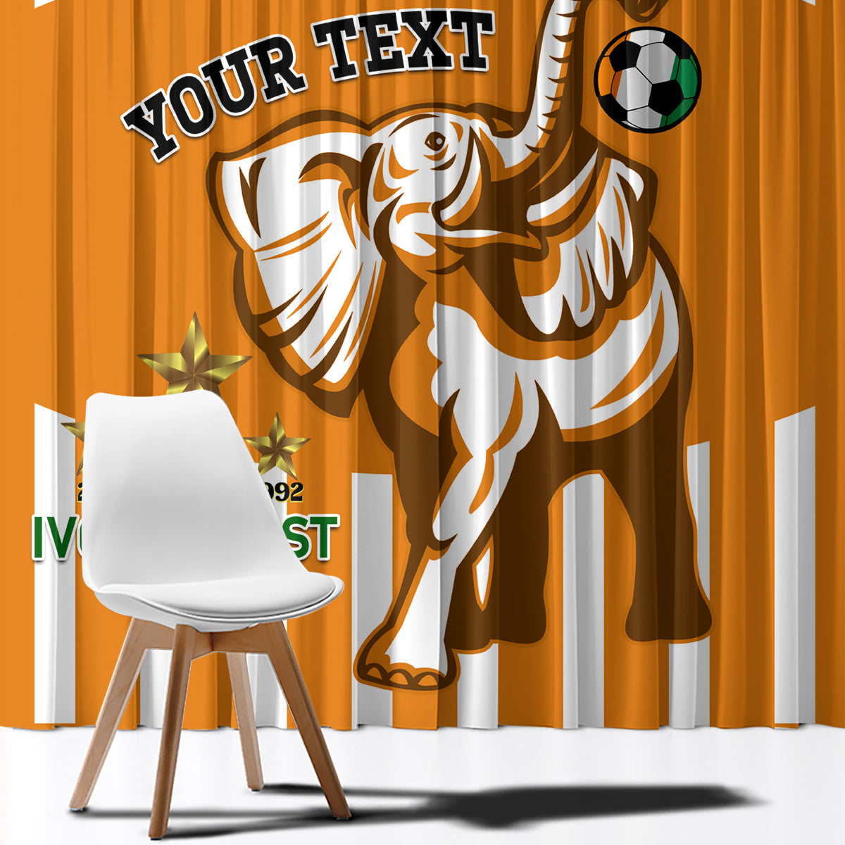 Custom Ivory Coast Football Window Curtain Les Elephants 3rd Champions Proud - Wonder Print Shop