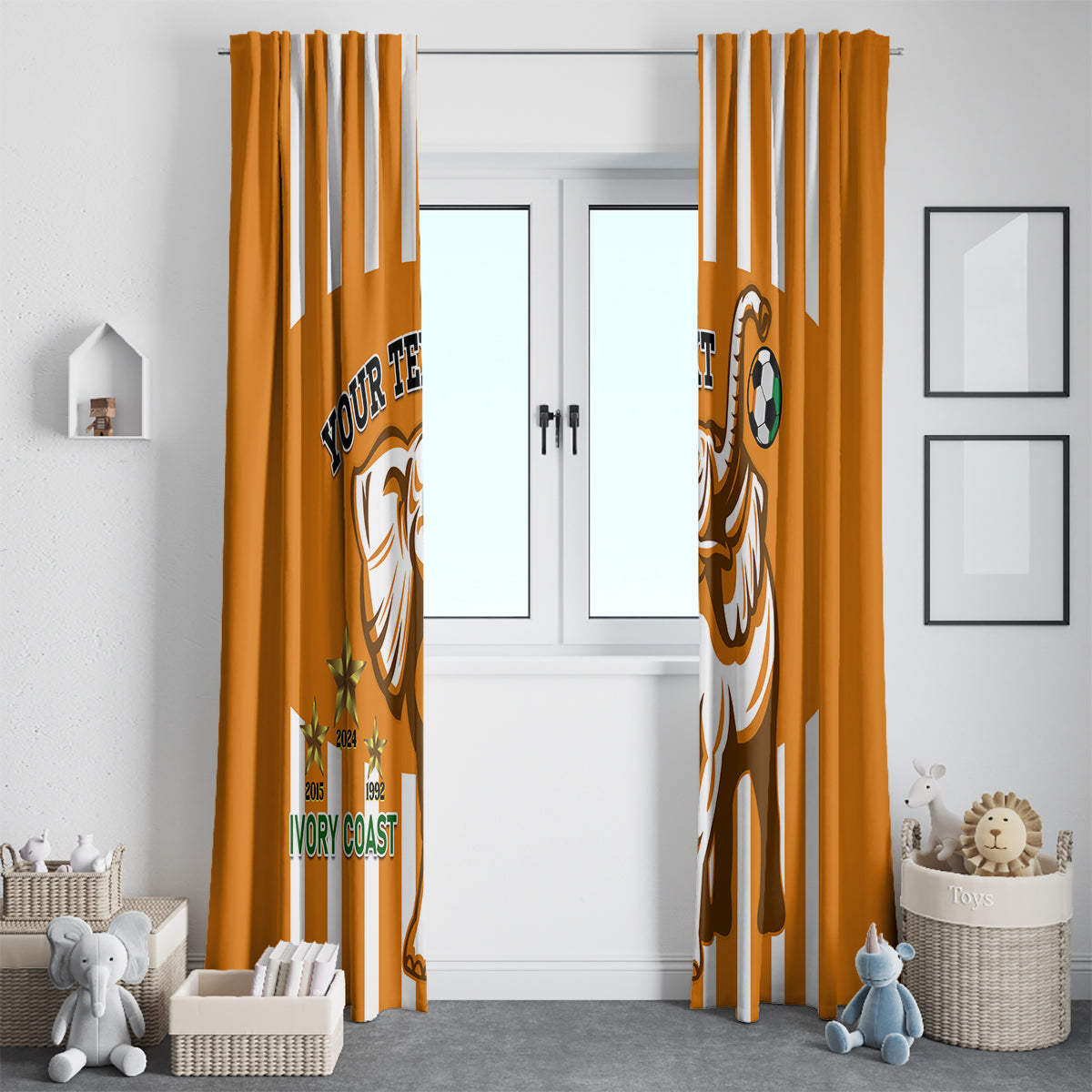 Custom Ivory Coast Football Window Curtain Les Elephants 3rd Champions Proud - Wonder Print Shop