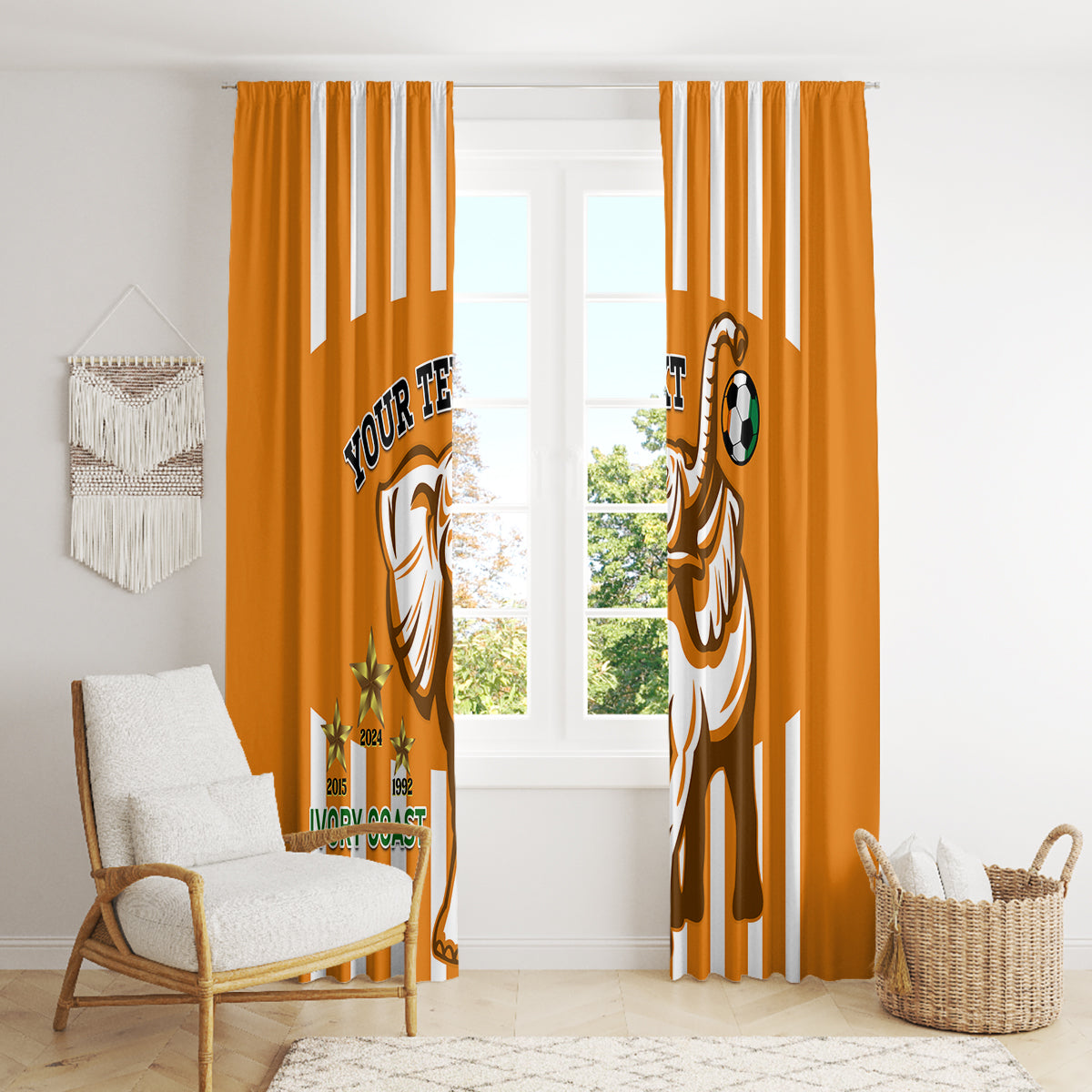 Custom Ivory Coast Football Window Curtain Les Elephants 3rd Champions Proud - Wonder Print Shop