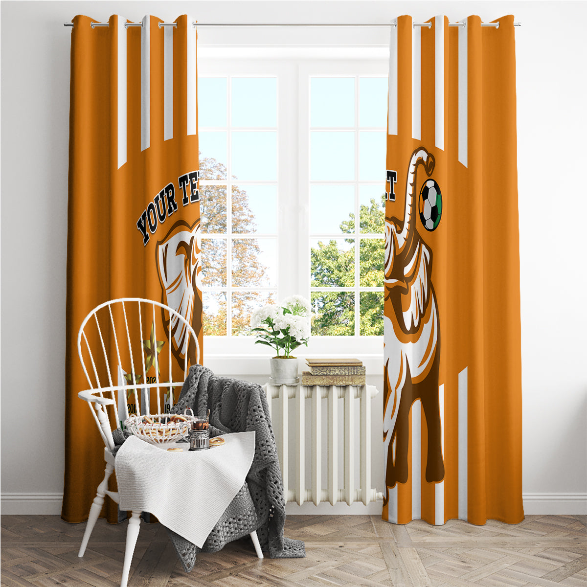 Custom Ivory Coast Football Window Curtain Les Elephants 3rd Champions Proud - Wonder Print Shop