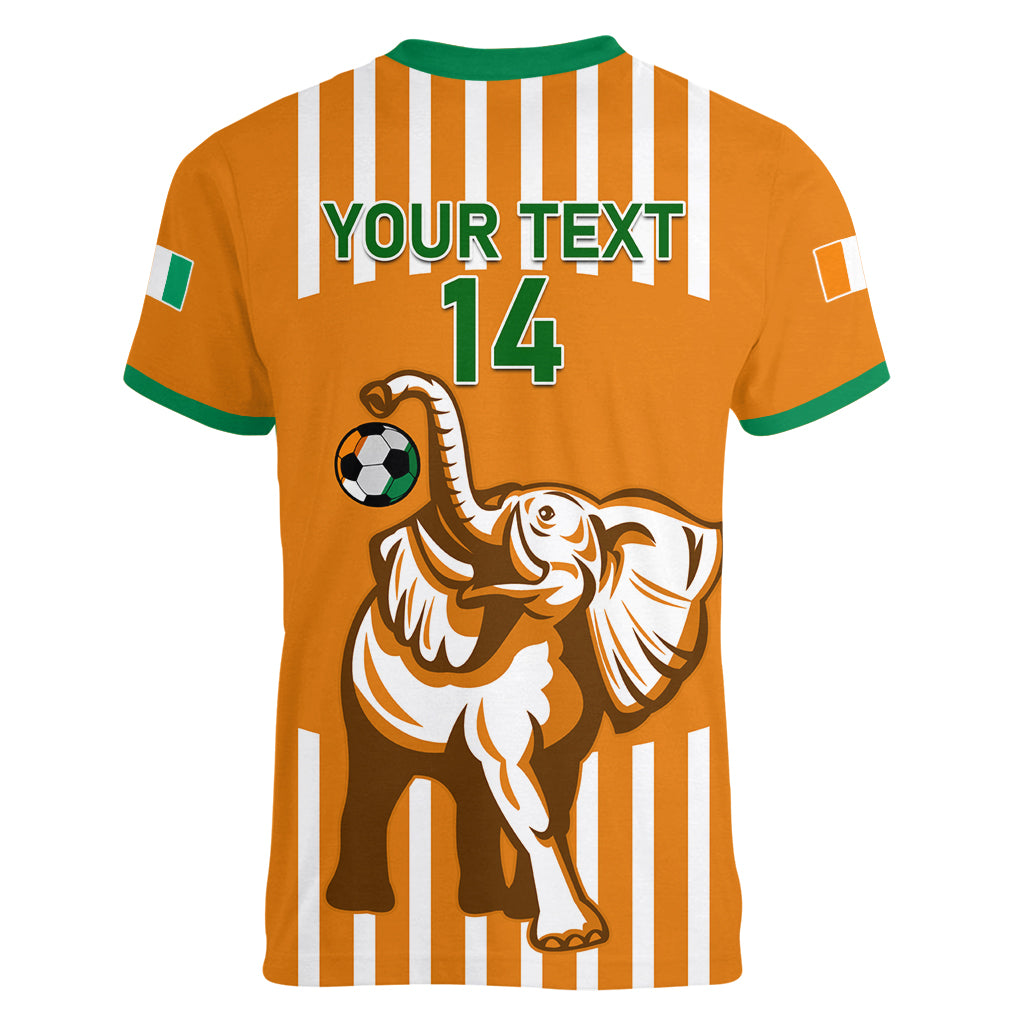 Custom Ivory Coast Football Women V Neck T Shirt Les Elephants 3rd Champions Proud - Wonder Print Shop