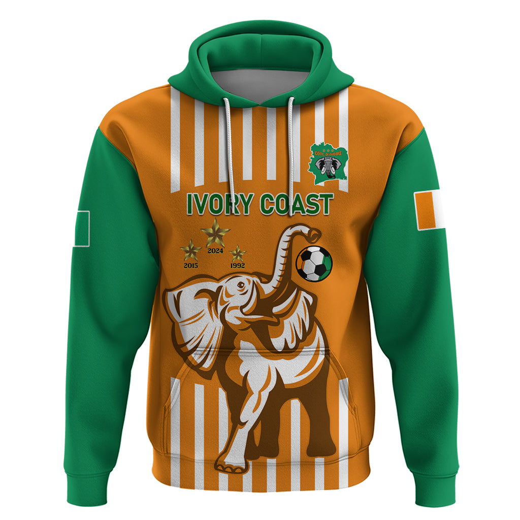 Custom Ivory Coast Football Zip Hoodie Les Elephants 3rd Champions Proud - Wonder Print Shop