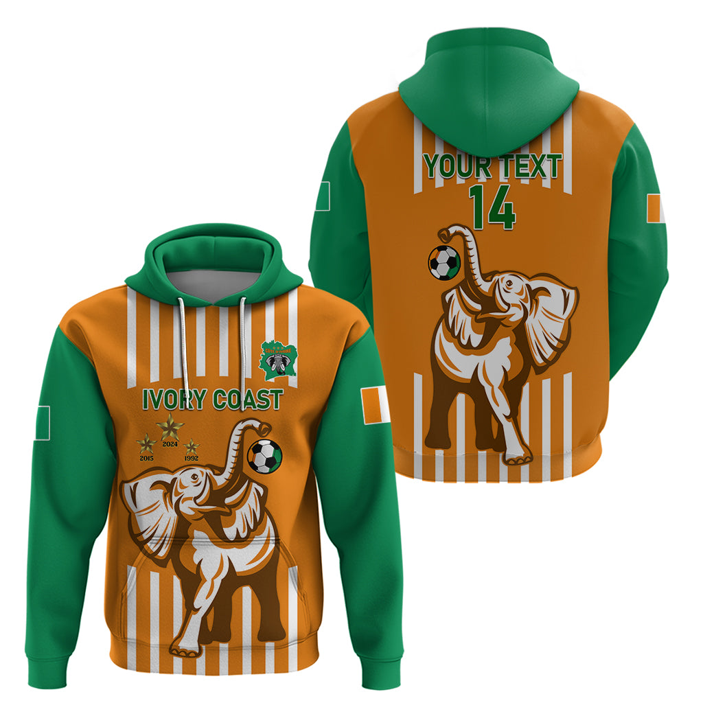 Custom Ivory Coast Football Zip Hoodie Les Elephants 3rd Champions Proud - Wonder Print Shop