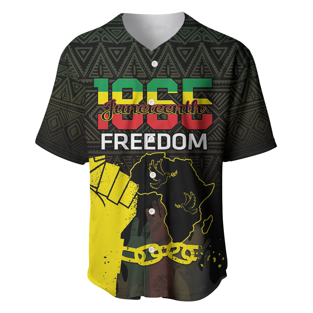 Juneteenth Freedom Day Baseball Jersey 1865 Black Independence African Pattern - Wonder Print Shop