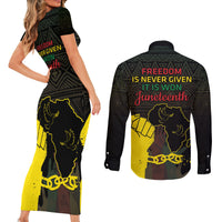 Juneteenth Freedom Day Couples Matching Short Sleeve Bodycon Dress and Long Sleeve Button Shirt 1865 Black Independence African Pattern - Wonder Print Shop