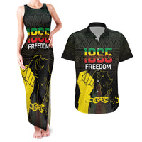 Juneteenth Freedom Day Couples Matching Tank Maxi Dress and Hawaiian Shirt 1865 Black Independence African Pattern - Wonder Print Shop