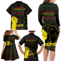 Juneteenth Freedom Day Family Matching Long Sleeve Bodycon Dress and Hawaiian Shirt 1865 Black Independence African Pattern - Wonder Print Shop