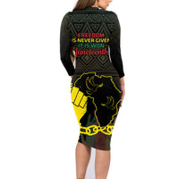 Juneteenth Freedom Day Family Matching Long Sleeve Bodycon Dress and Hawaiian Shirt 1865 Black Independence African Pattern - Wonder Print Shop